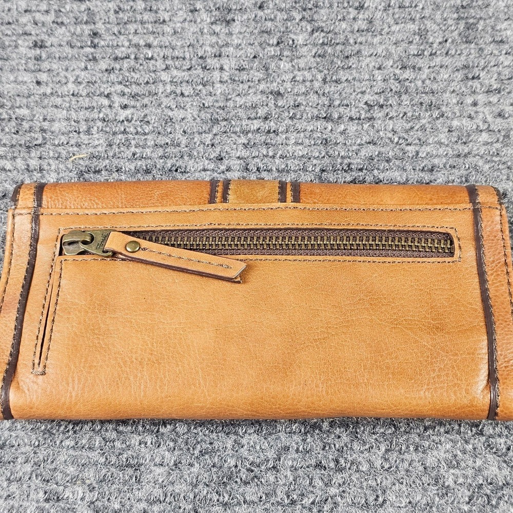 Fossil Wallet Womens One Size Brown Leather Wristlet Lock Key Print Lining - Picture 3 of 11